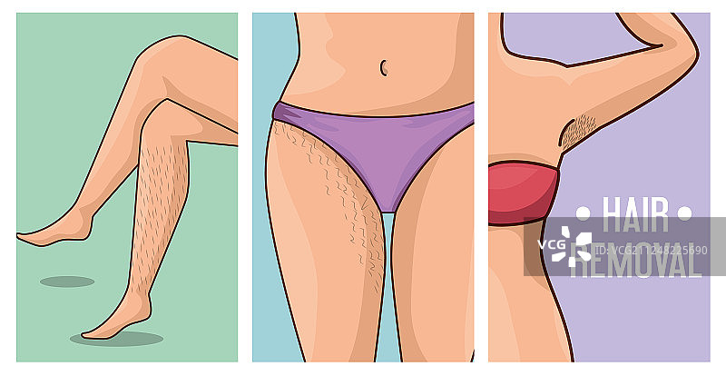 带有脱毛图标的女性身体图片素材