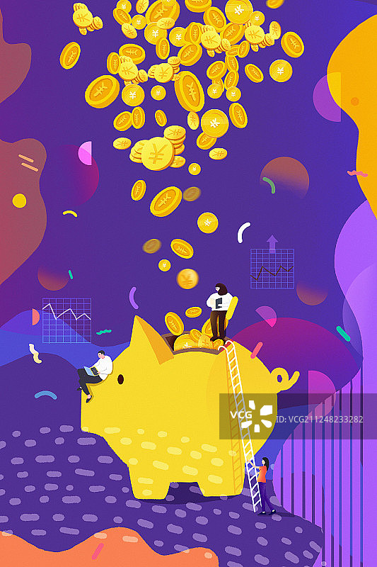 努力工作的商务人士金融概念插画图片素材