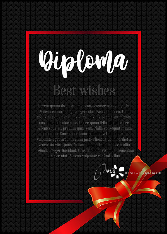 带红色丝带的文凭模板图片素材