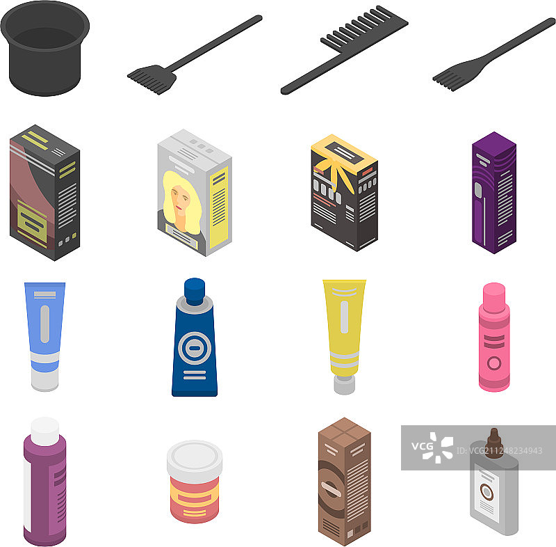 染发剂图标等距风格图片素材