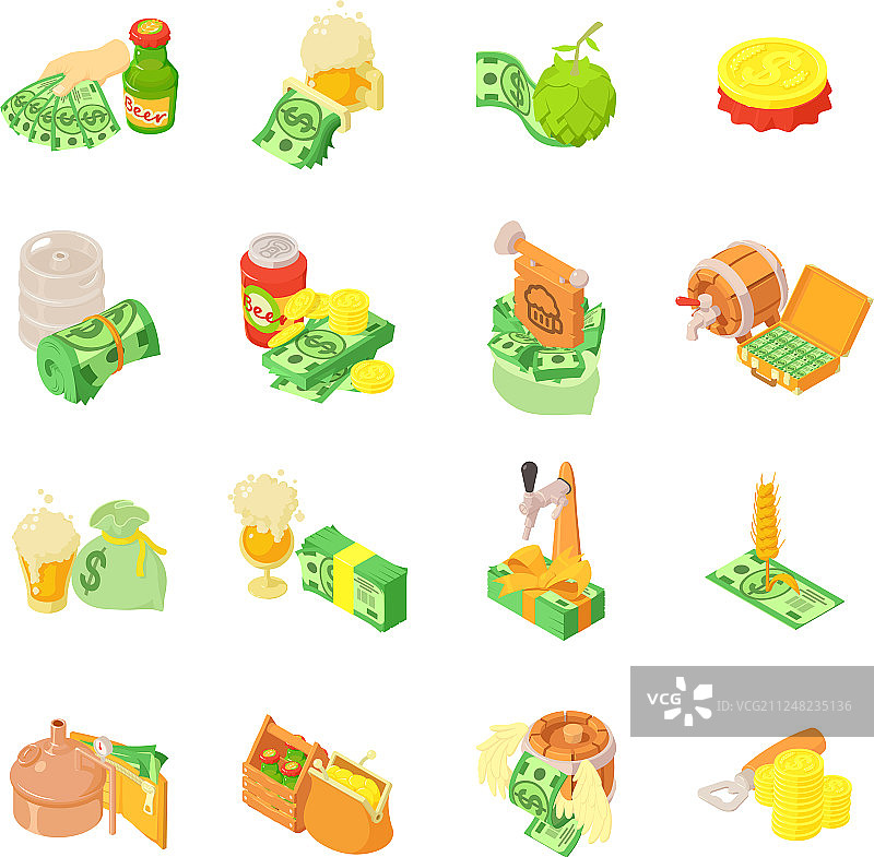 酒精商业等距风格图标合集图片素材