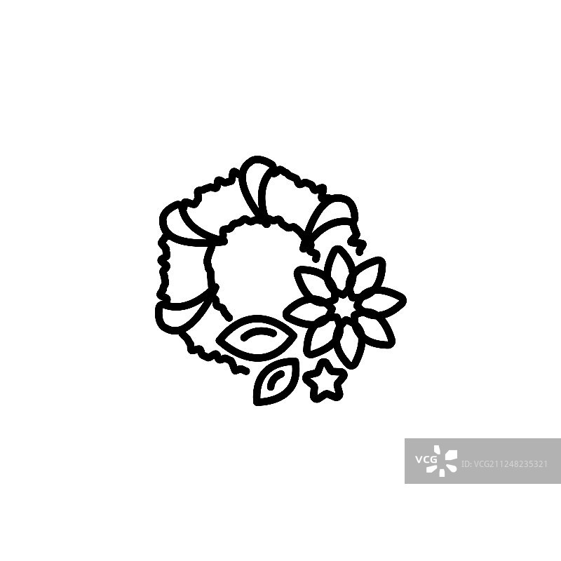 白色背景上的黑色花环网络线条图标图片素材