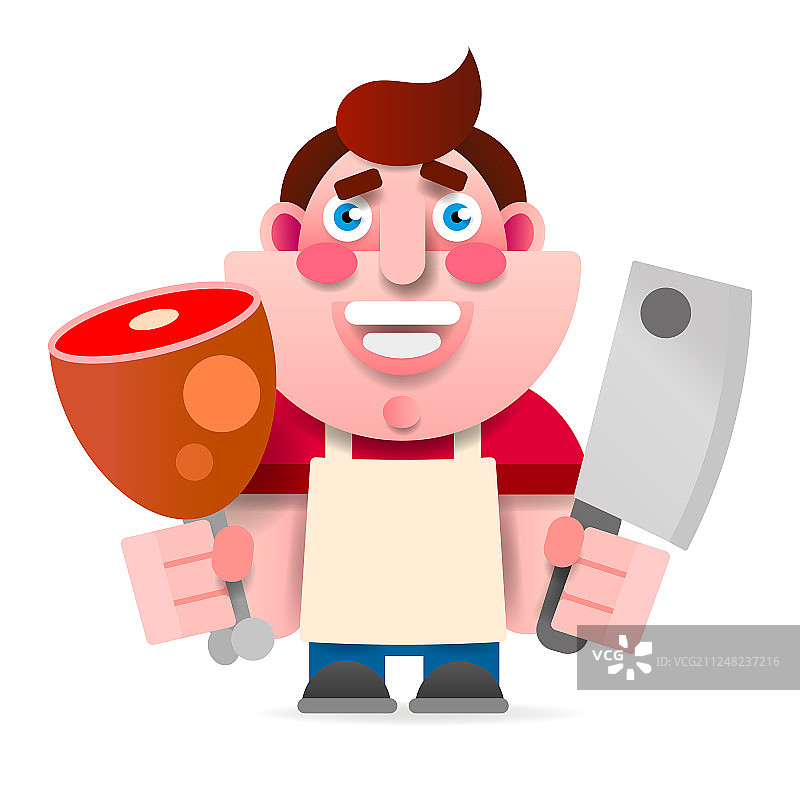 卡通屠夫切割肉图片素材