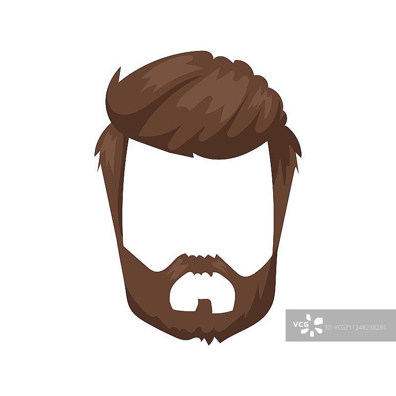 发型胡须和头发面部剪裁面膜（扁平风格）图片素材