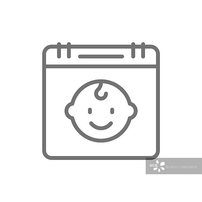 儿童生日日历线性图标图片素材