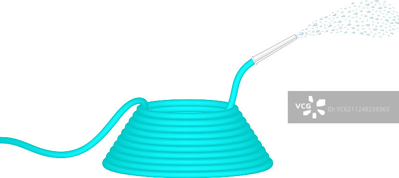绿松石色花园软管喷水设计图片素材