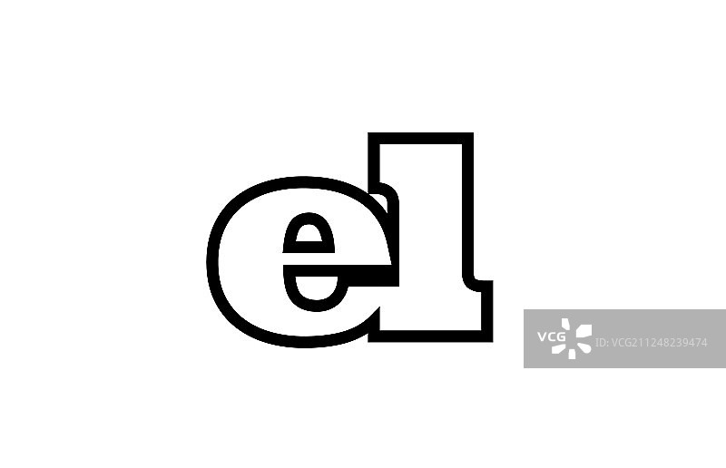 连接的黑白字母E和L图片素材