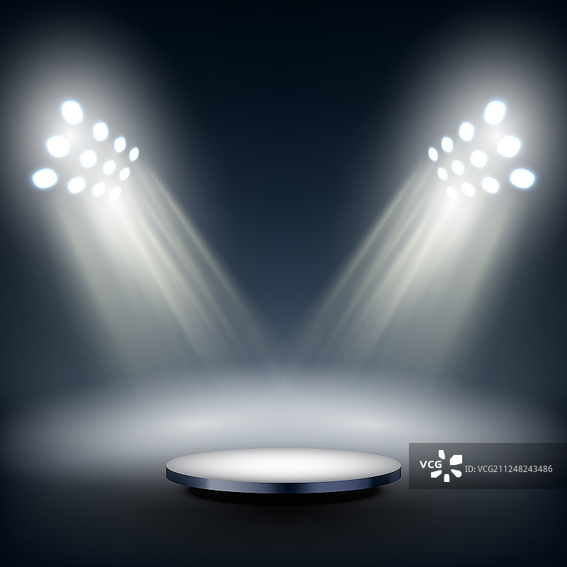 聚光灯照亮的圆形舞台图片素材