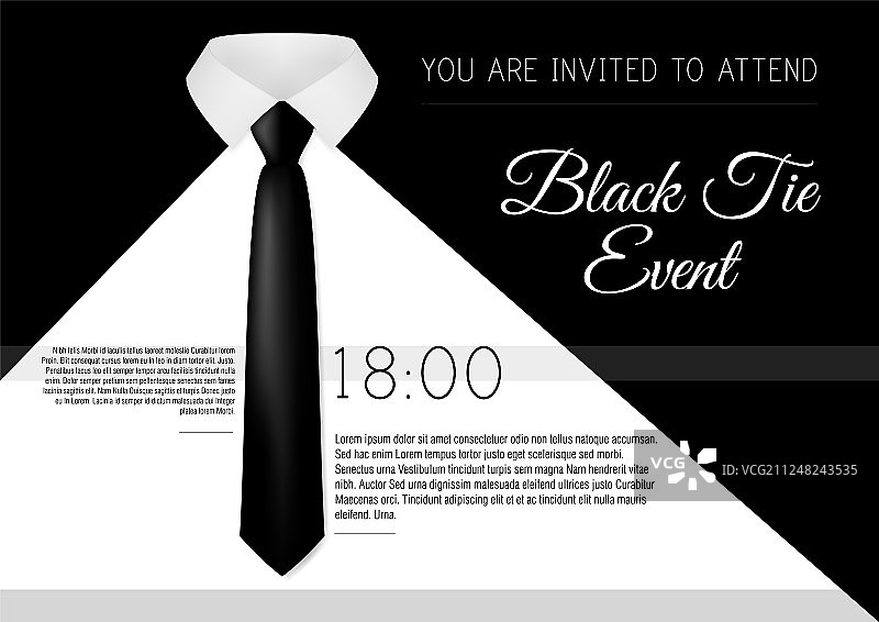 A4优雅的黑色领结活动邀请函模板图片素材