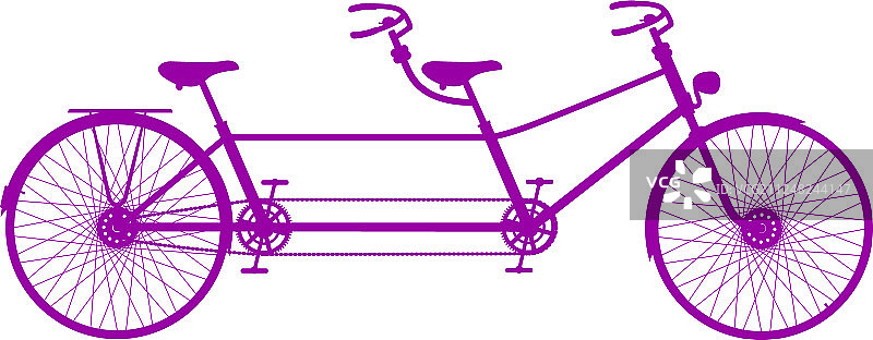 紫色复古双人自行车设计图片素材