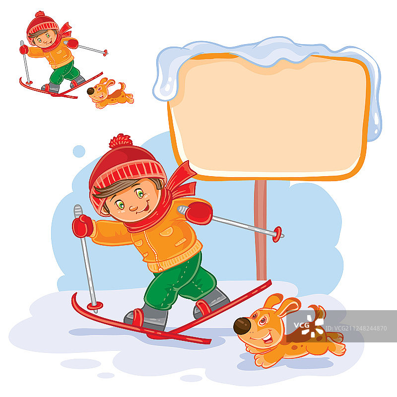 小男孩在滑雪图片素材