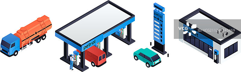 加油站图标等距风格图片素材