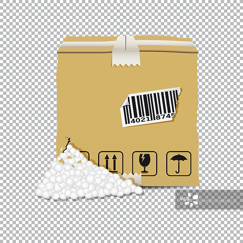 透明背景上的破损盒子图片素材