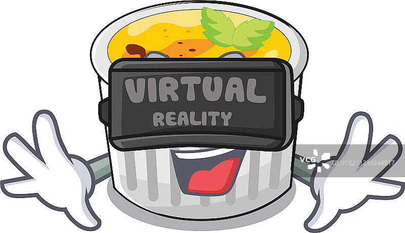 木制人物上的虚拟现实焦糖布丁图片素材