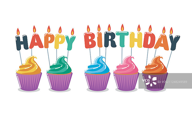 生日快乐纸杯蛋糕图片素材