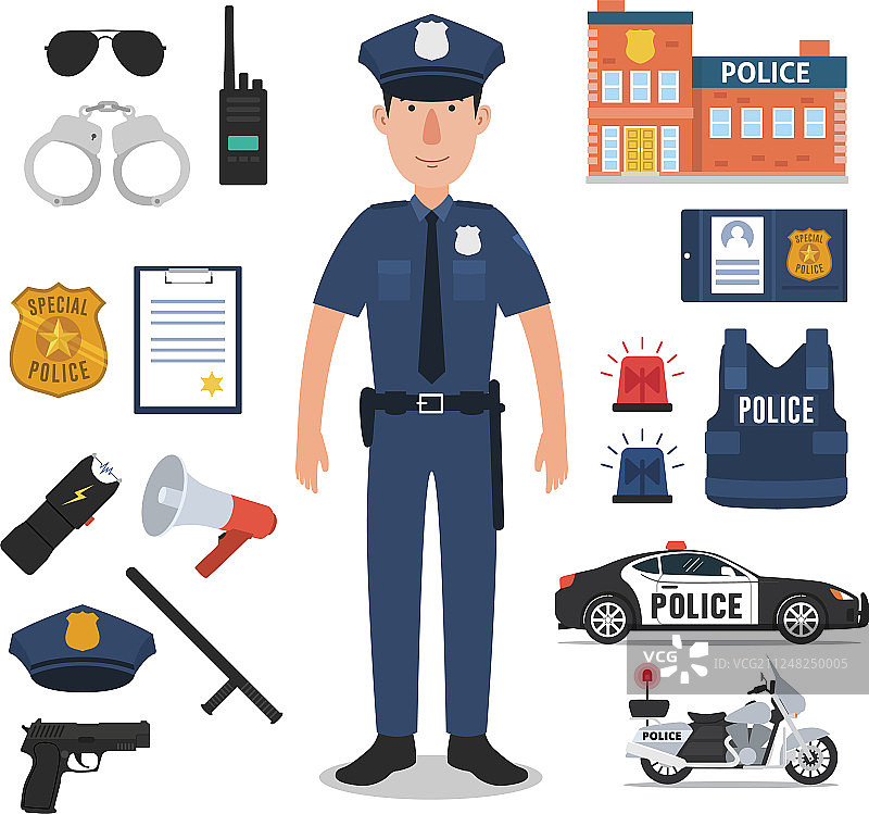 配备专业装备的警察图片素材