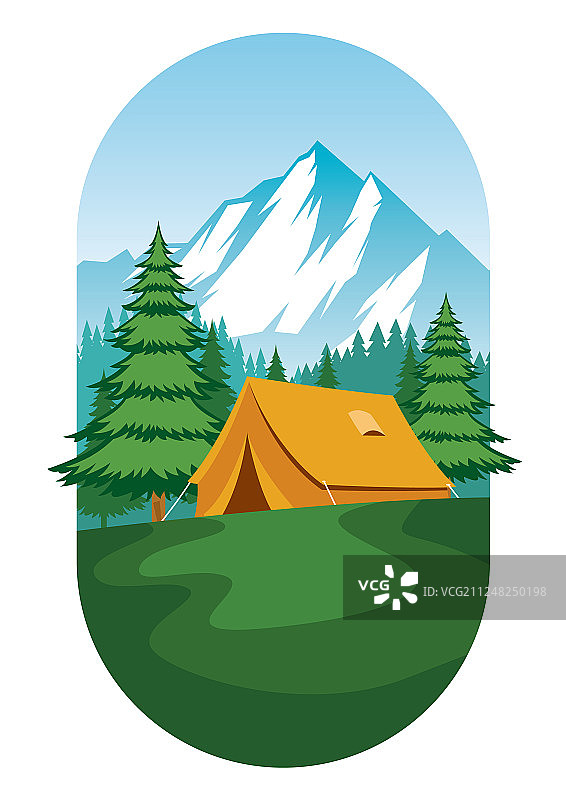 露营地设计扁平风格图片素材