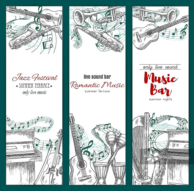 乐器素描音乐节banner图片素材