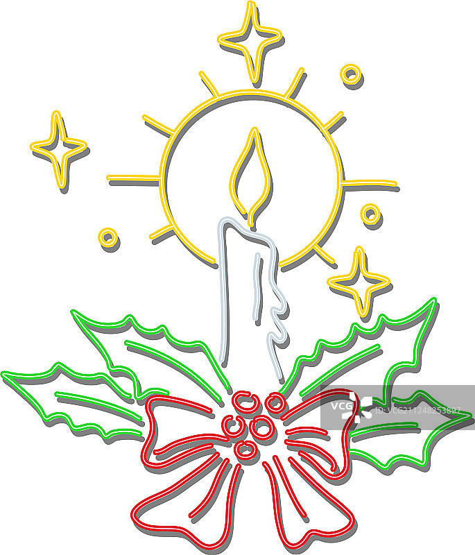 圣诞蜡烛花环霓虹灯牌图片素材