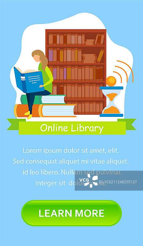 在线电子书商店着陆页扁平模板图片素材