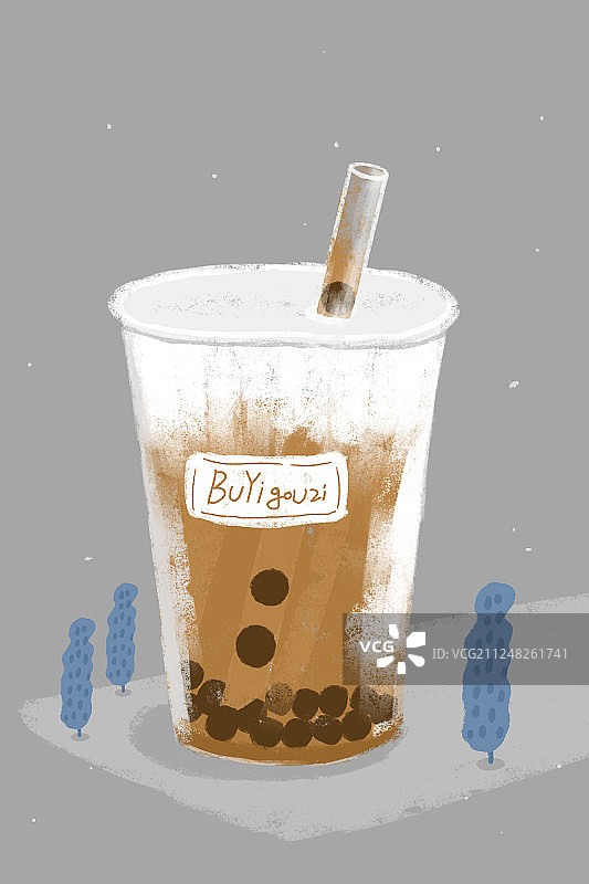 珍珠奶茶插画图片素材
