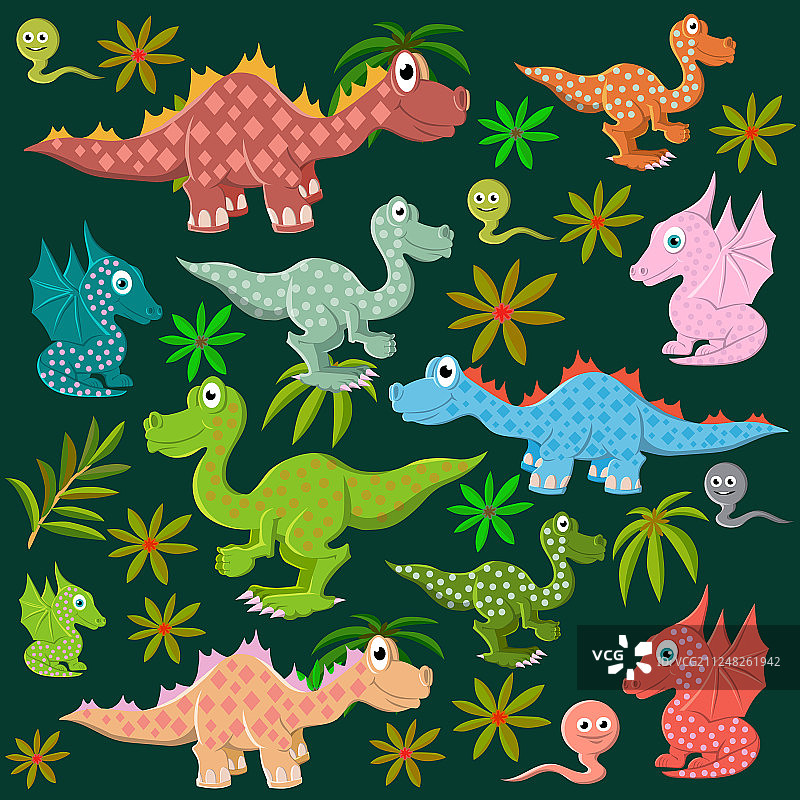 各种食肉和草食恐龙图片素材