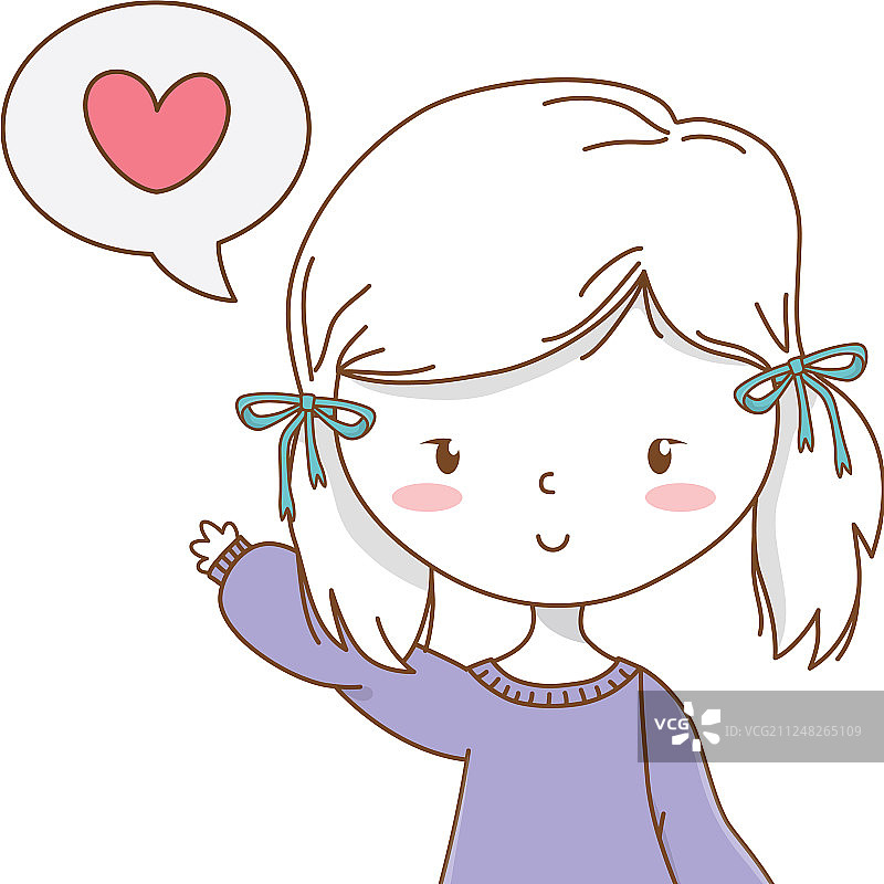 可爱的卡通女孩时尚装扮肖像图片素材