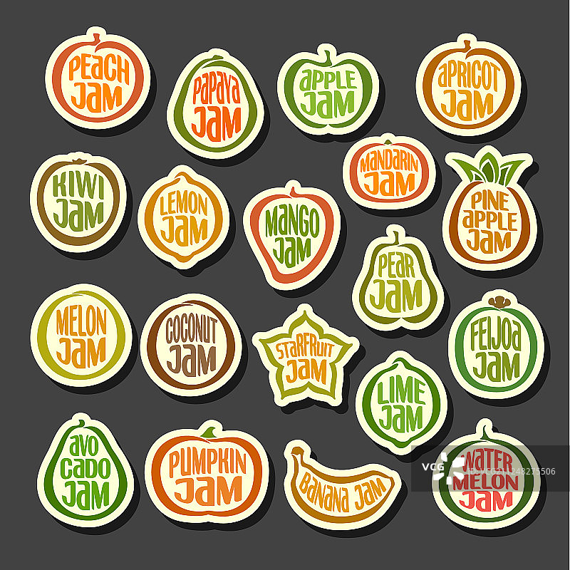 彩色水果果酱图标合集图片素材