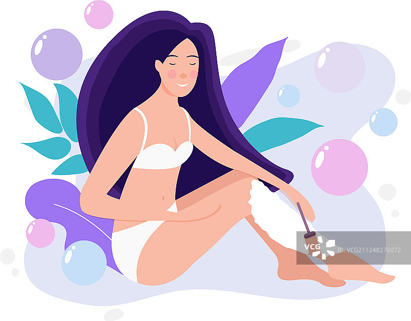拿着剃须刀刮胡子的女孩图片素材