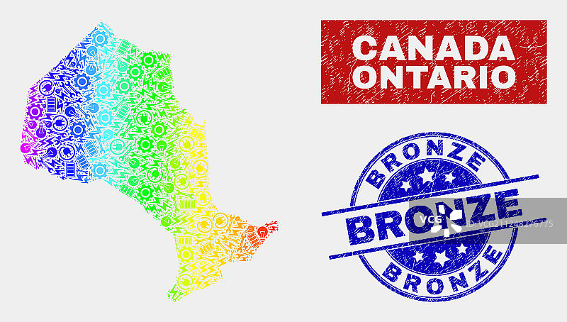 彩色安大略省地图图片素材