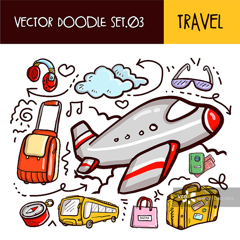 旅行涂鸦图标合集图片素材
