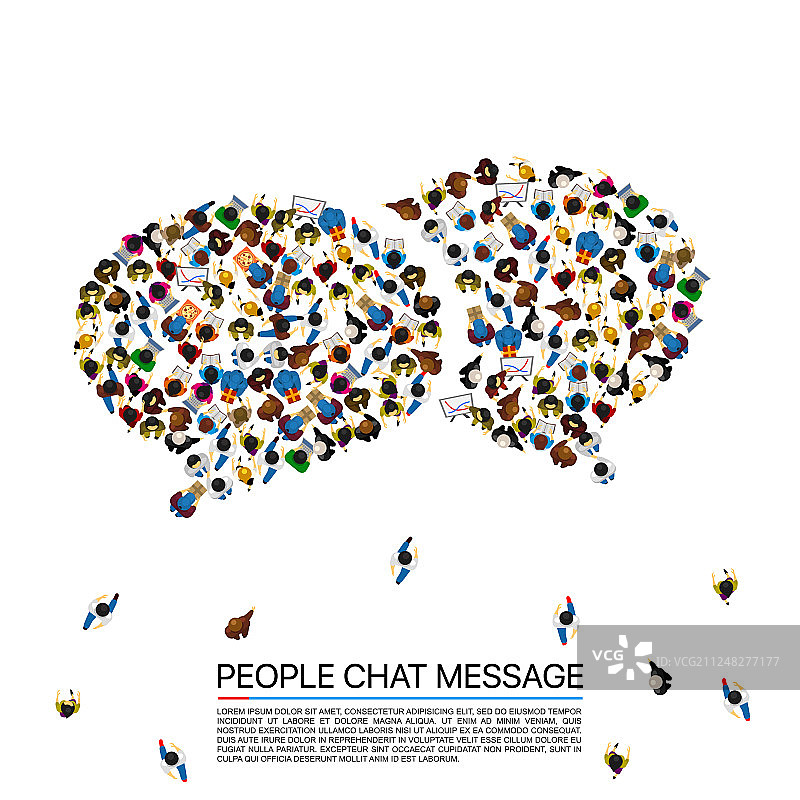 组成聊天气泡形状的大群人图片素材