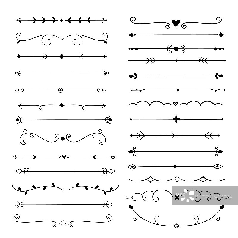 手绘复古分割线设计元素图片素材