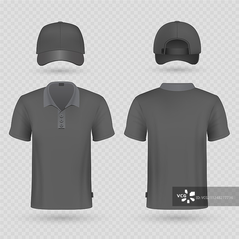 黑色棒球帽和男士POLO衫图片素材
