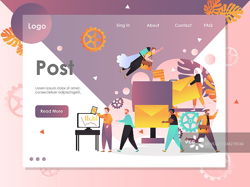 帖子网站着陆页设计模板图片素材