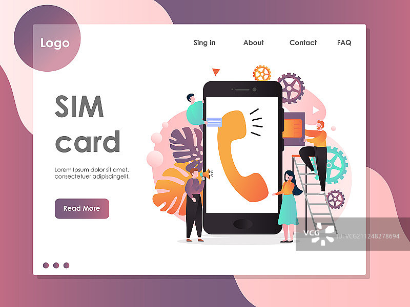 SIM卡网站着陆页设计图片素材