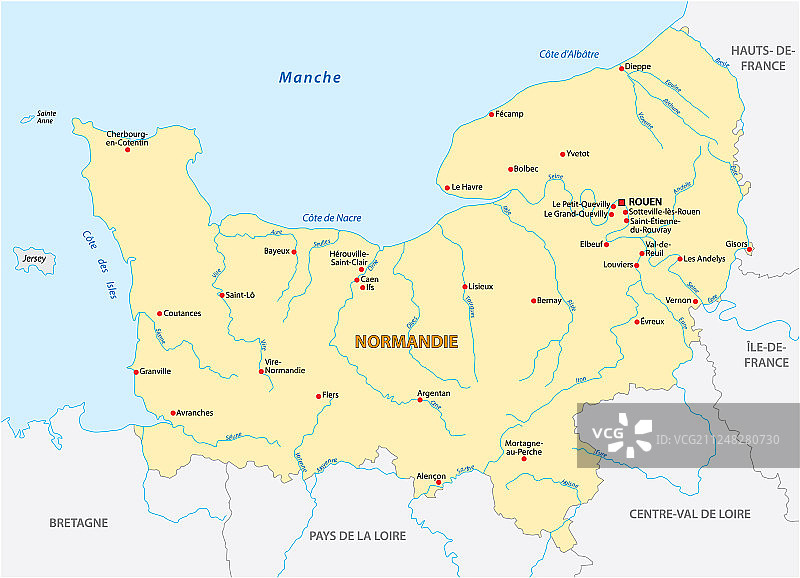 法国诺曼底地区地图图片素材