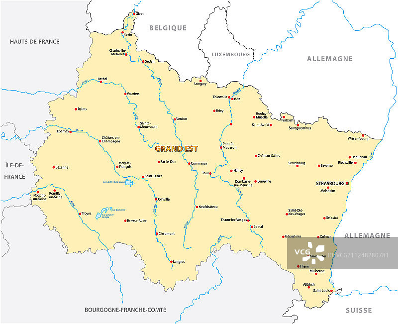 法国大东部新地区地图图片素材