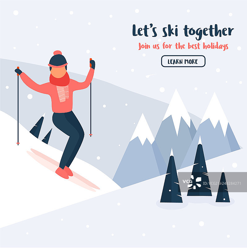 年轻滑雪者山地运动活动banner图片素材