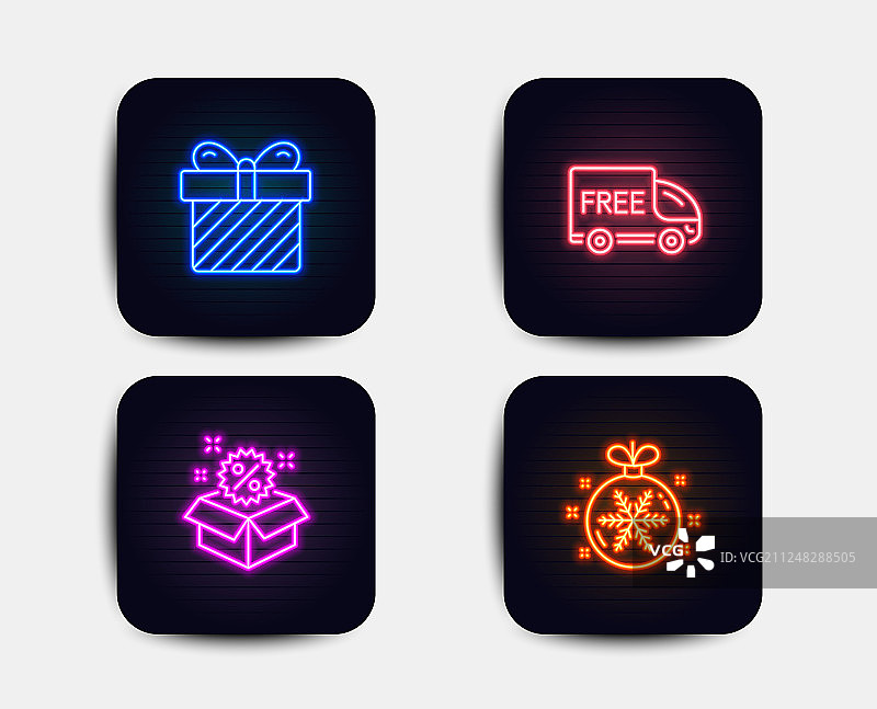 圣诞惊喜促销和免费送货图标图片素材