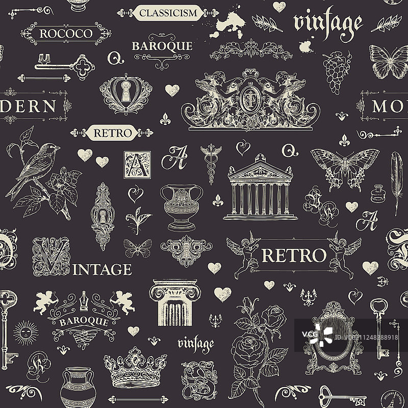 抽象草图笔记无缝图案图片素材