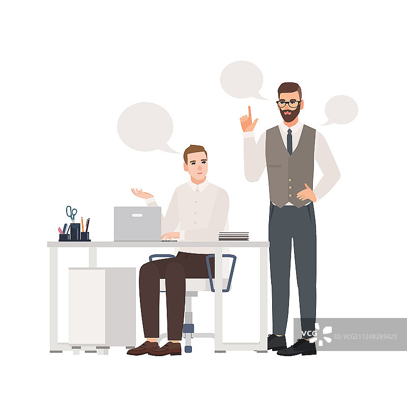 老板在工作场所指导下属图片素材