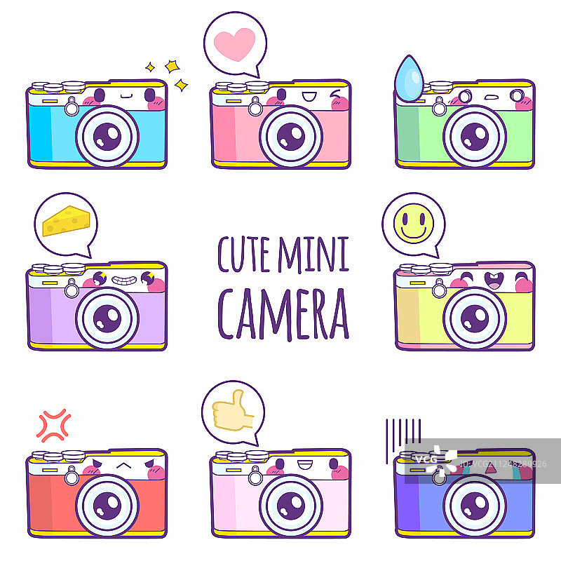 可爱的相机贴纸表情图片素材