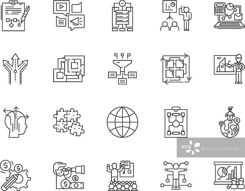 协调线条图标符号集图片素材