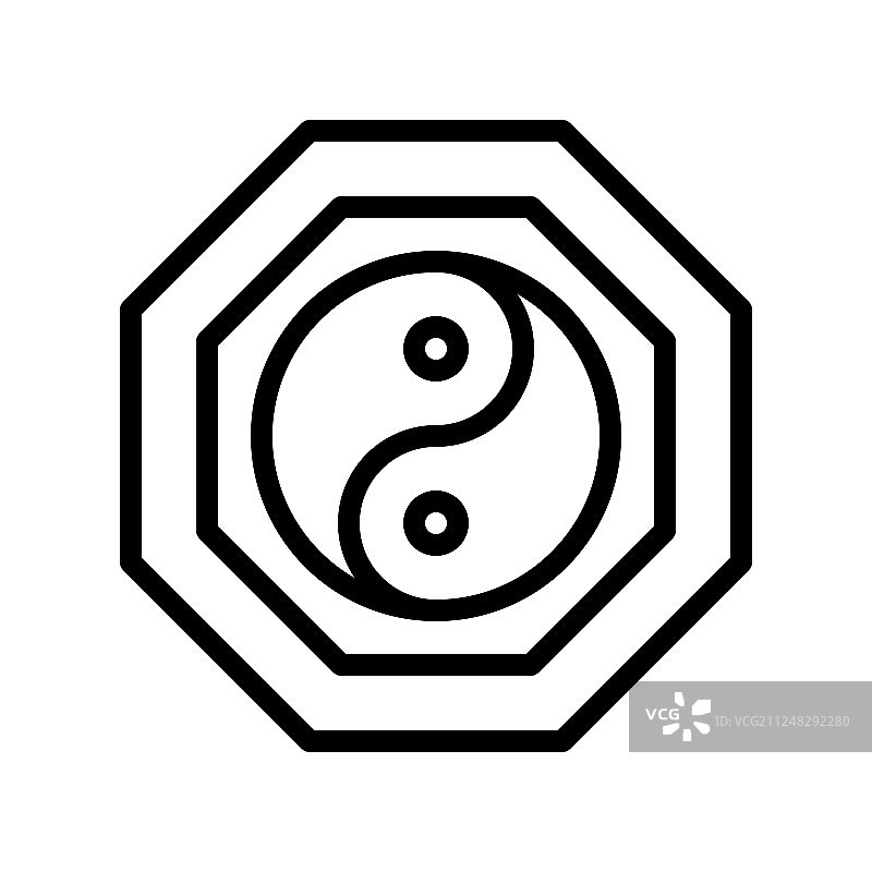 阴阳太极中国新年线条风格图片素材