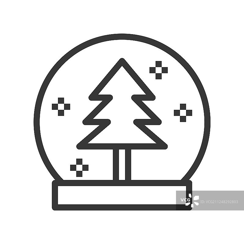 与圣诞节相关的雪花玻璃球可编辑轮廓图片素材
