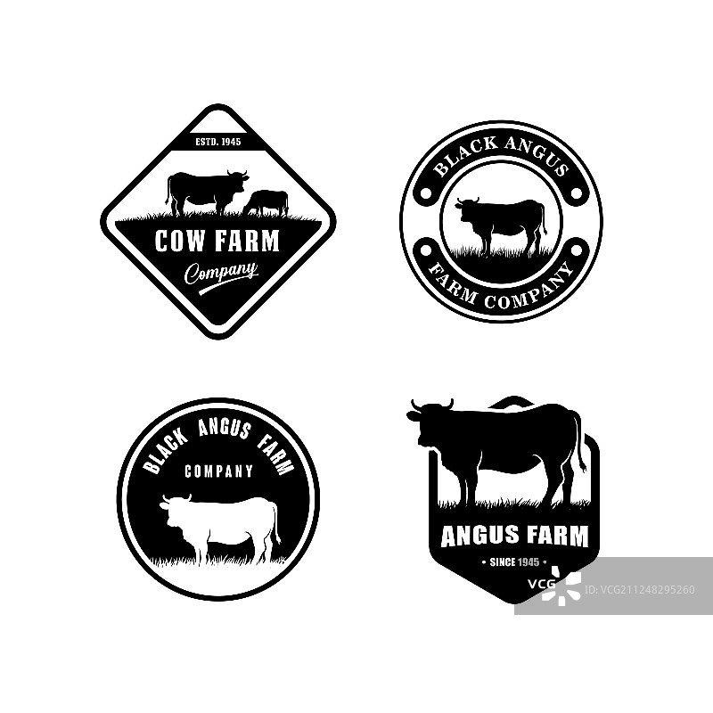 黑色安格斯牛logo设计模板图片素材