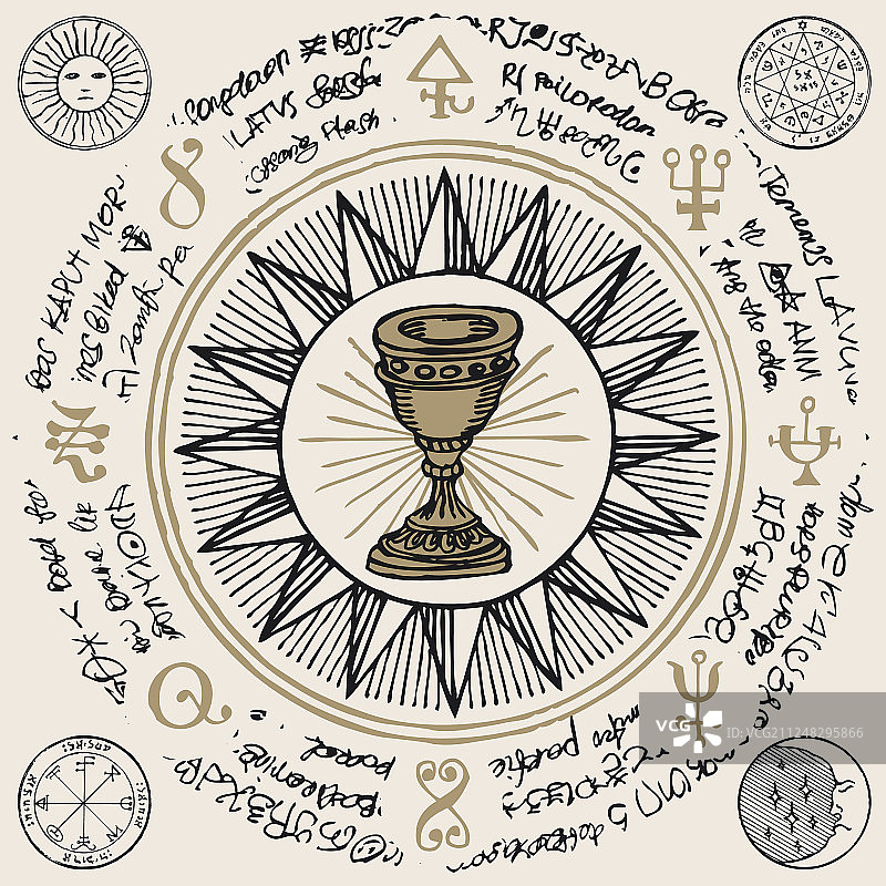 带有圣杯、深奥和共济会符号的banner图片素材