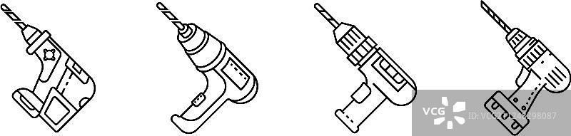 钻孔机轮廓样式图标集图片素材