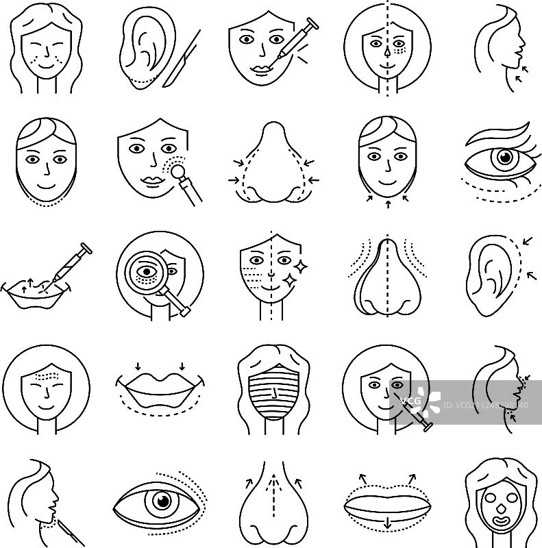面部提升图标集轮廓样式图片素材